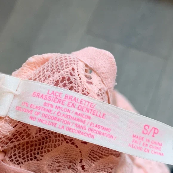 PINK Victoria's Secret Racer Back Lace Bralette Pink Size Small - Picture 5 of 6